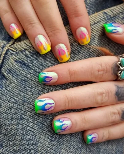 chrome-and-ombre-flame-nails